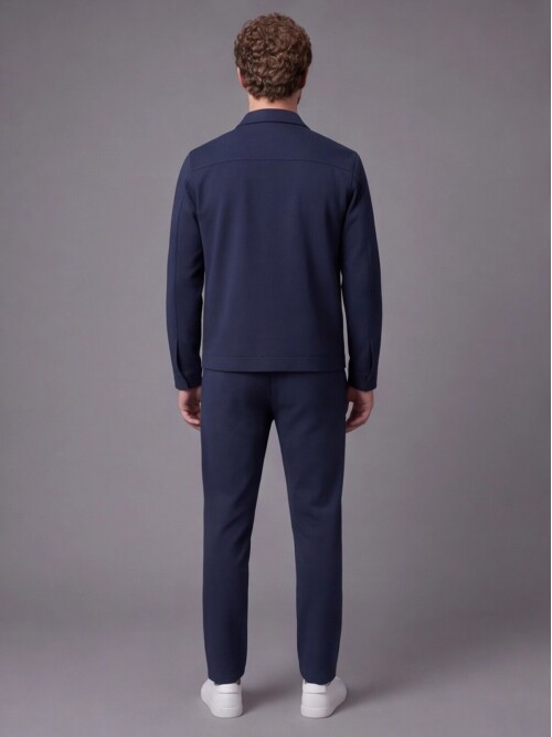 Navy Safari Pocket Zippered Sport Suit