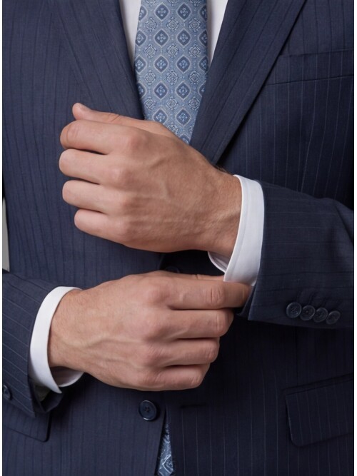 Navy Blue Peak Lapel Comfort Fit Mens Suit