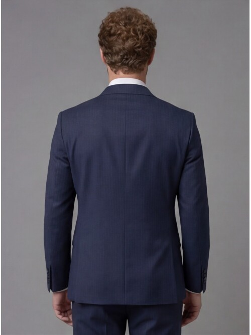 Navy Blue Peak Lapel Comfort Fit Mens Suit
