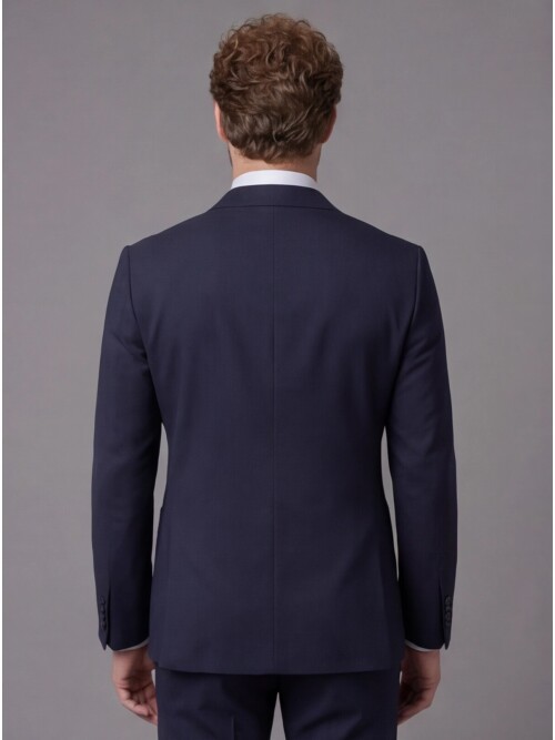 Navy Blue Peak Lapel Slim Fit 2-Button Patch Pocket Suit