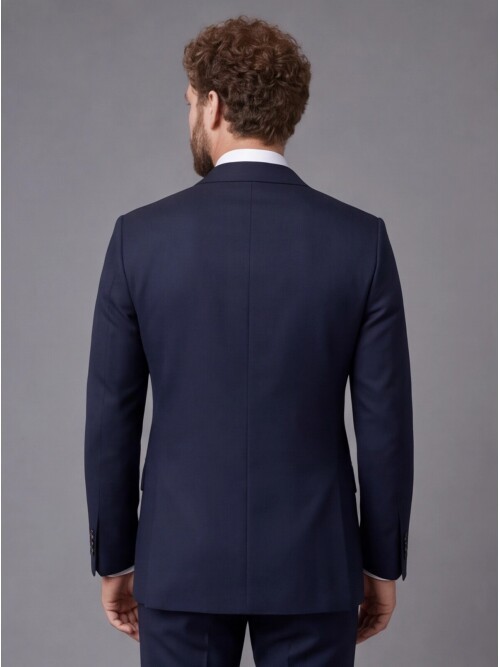 Lacivert Slim Fit Mono Yaka 2 Düğmeli Takım Elbise