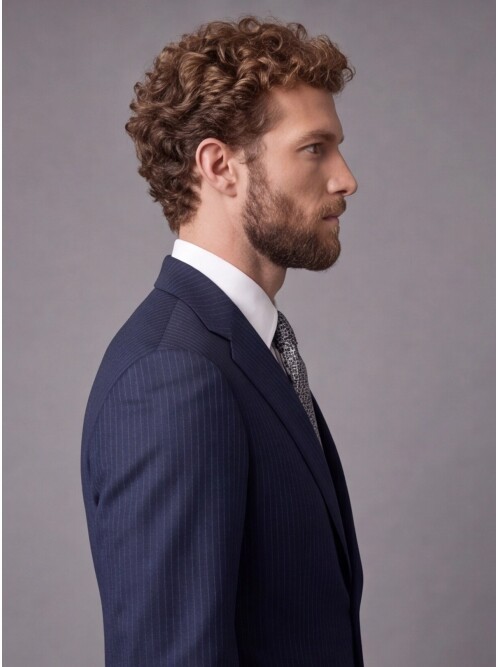 Lacivert Slim Fit Mono Yaka 2 Düğmeli Takım Elbise