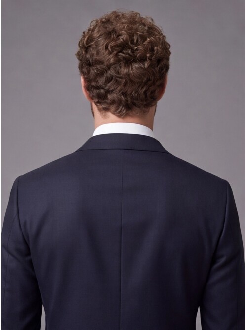 Lacivert Slim Fit Mono Yaka 2 Düğmeli Takım Elbise