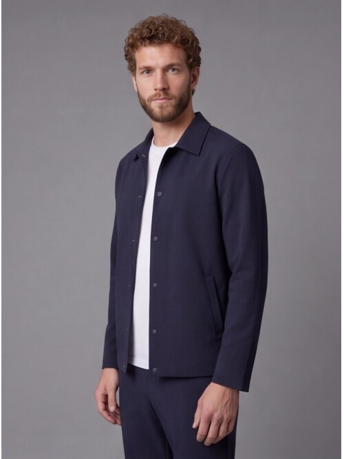 Navy Blue Casual Shirt-Collar Comfort Fit Suit