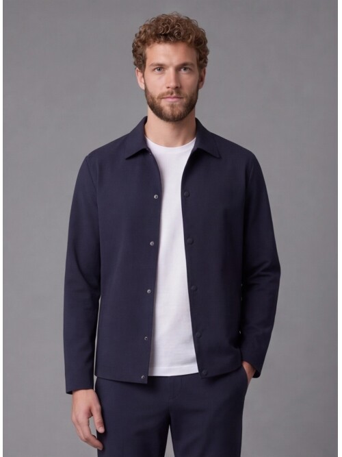 Navy Blue Casual Shirt-Collar Comfort Fit Suit