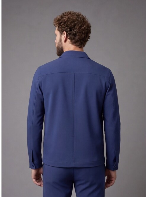 Navy Blue Casual Shirt-Collar Comfort Fit Suit