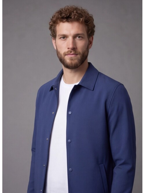 Navy Blue Casual Shirt-Collar Comfort Fit Suit