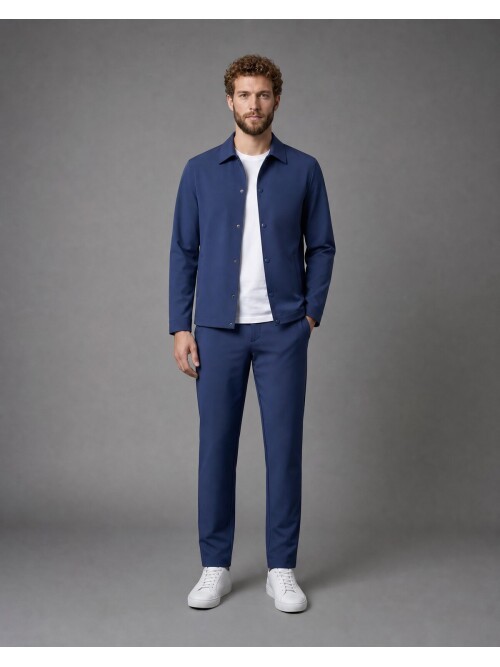 Navy Blue Casual Shirt-Collar Comfort Fit Suit
