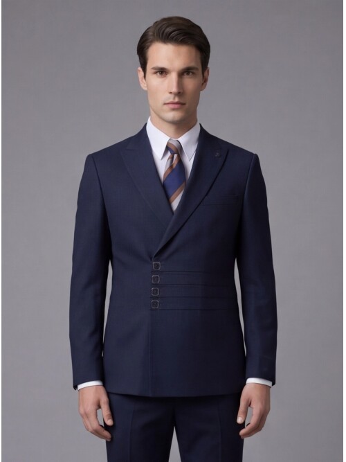 Laicvert Slim Fit Sivri Yaka Kruvaze Takım Elbise