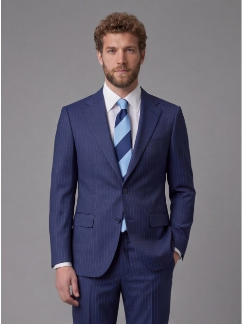 Blue Notch Lapel Comfort Fit Suit