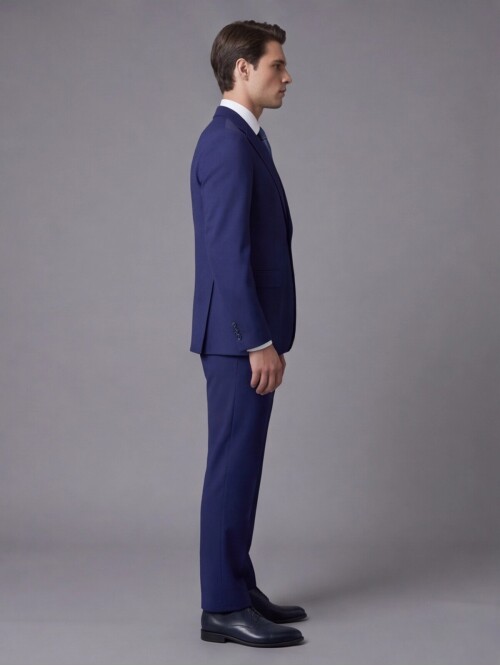 Mavi Mono Yaka İki Düğmeli Slim Fit Takım Elbise