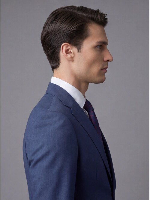 Mavi Mono Yaka İki Düğmeli Slim Fit Takım Elbise