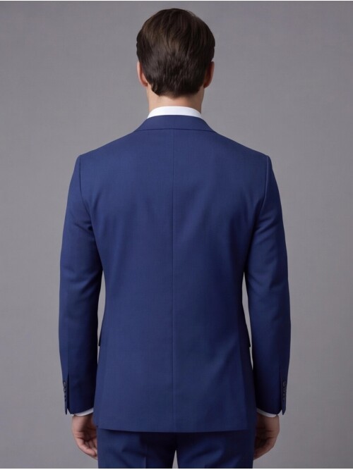 Mavi Sivri Yaka İki Düğmeli Slim Fit Takım Elbise