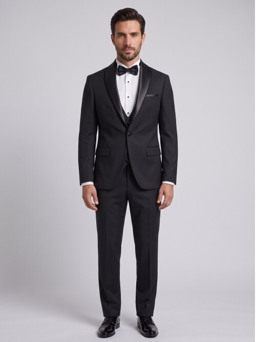 Black Removable Shawl Lapel Slim Fit Tuxedo
