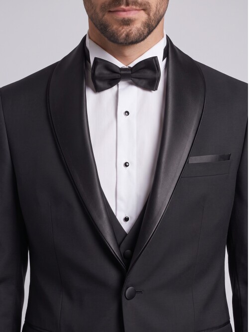 Black Removable Shawl Lapel Slim Fit Tuxedo