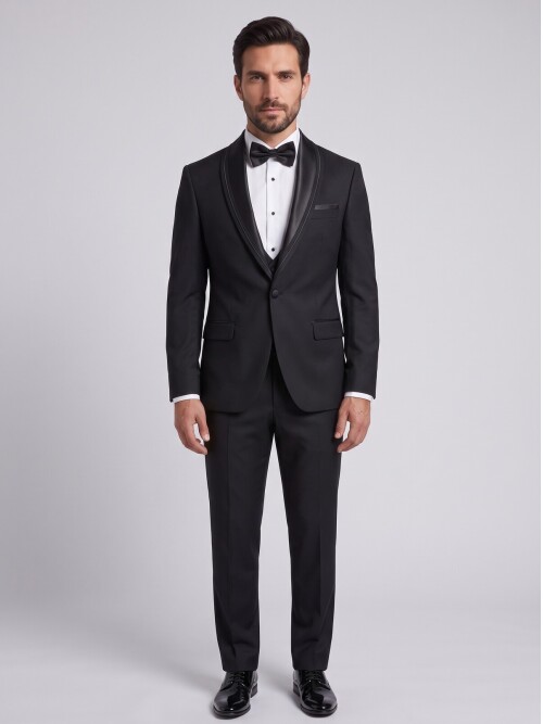 Black Removable Shawl Lapel Slim Fit Tuxedo