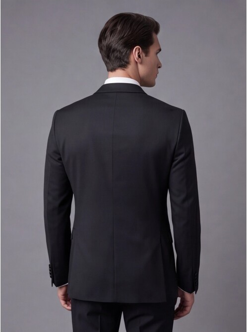 Siyah Çıkma Sivri Yaka Slim Fit Damatlık