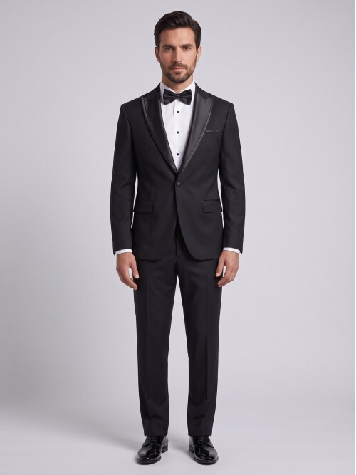 Black Removable Shawl Lapel Slim Fit Tuxedo