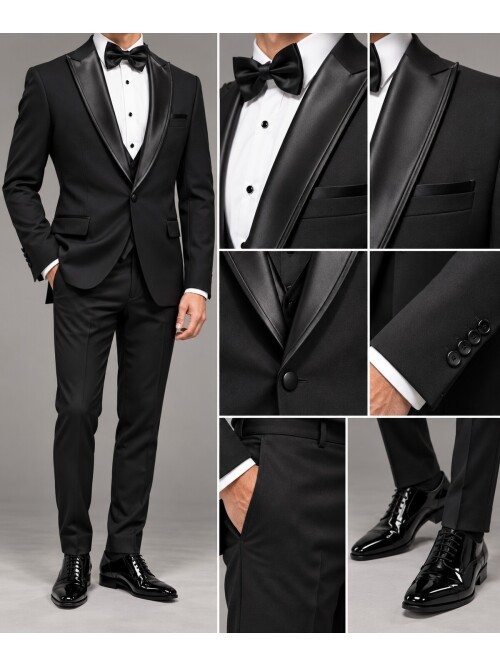 Black Removable Shawl Lapel Slim Fit Tuxedo