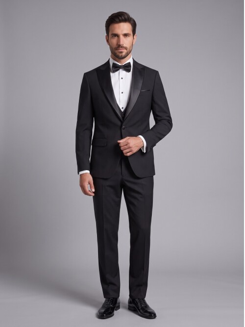 Black Removable Shawl Lapel Slim Fit Tuxedo