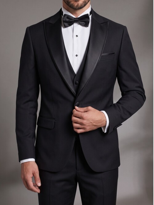 Black Removable Shawl Lapel Slim Fit Tuxedo