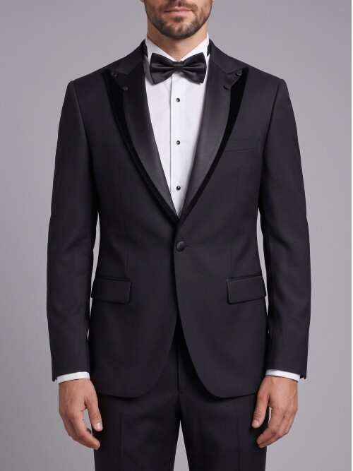 Black Removable Shawl Lapel Slim Fit Tuxedo