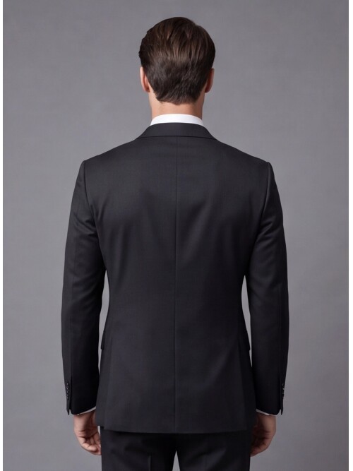 Black Comfort Fit Notch Lapel Wool Suit