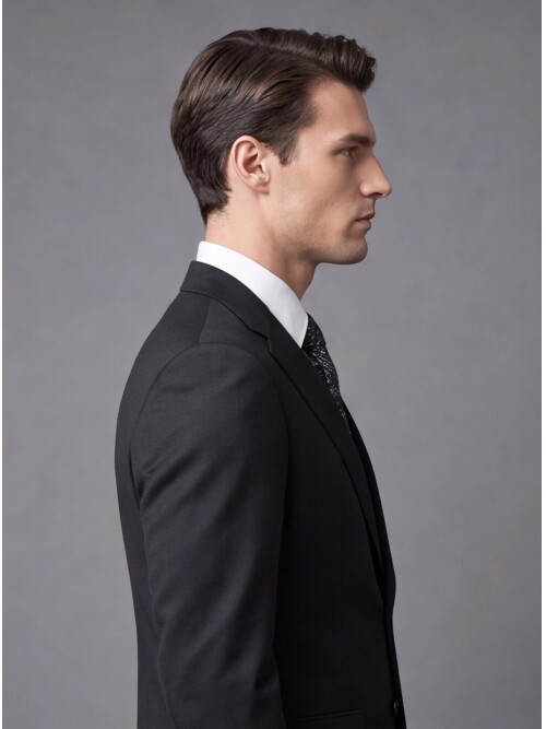 Black Comfort Fit Notch Lapel Wool Suit