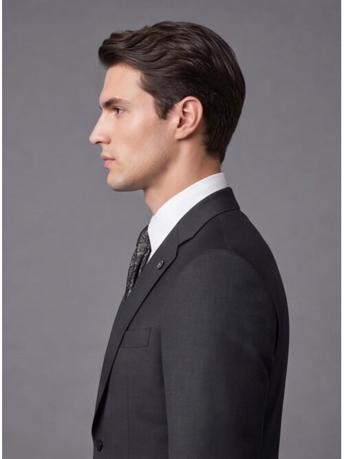 Black Comfort Fit Notch Lapel Wool Suit