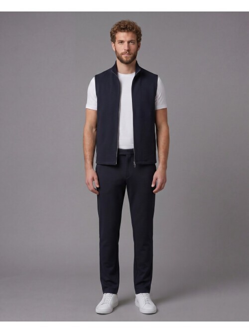 Siyah Gömlek Yaka Fermuarlı Comfort Fit Spor Takım Elbise