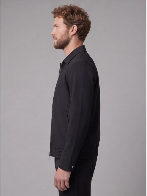 Siyah Gömlek Yaka Fermuarlı Spor Takım Elbise