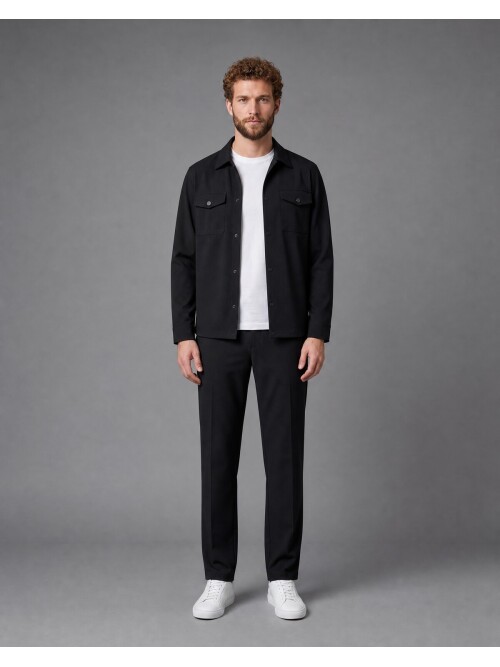 Black Shirt Collar Sport Suit