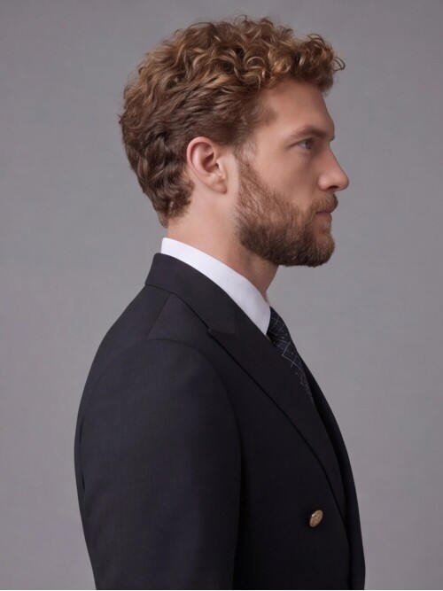 Siyah Kruvaze Sivri Yaka Slim Fit 6 Düğmeli Takım Elbise