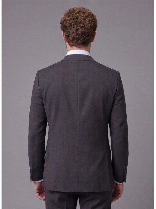 Siyah Mono Yaka Comfort Fit 2 Düğmeli Takım Elbise