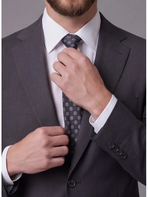 Siyah Mono Yaka Comfort Fit 2 Düğmeli Takım Elbise