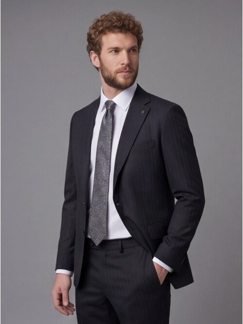 Black Notch Lapel Comfort Fit Suit