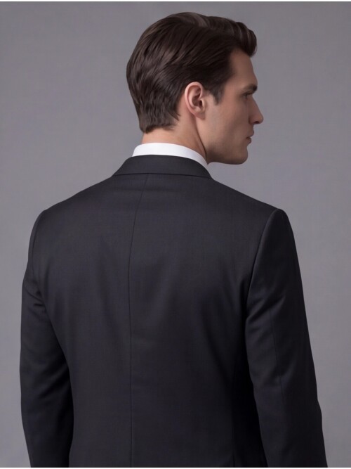 Siyah Mono Yaka İki Düğmeli Slim Fit Takım Elbise