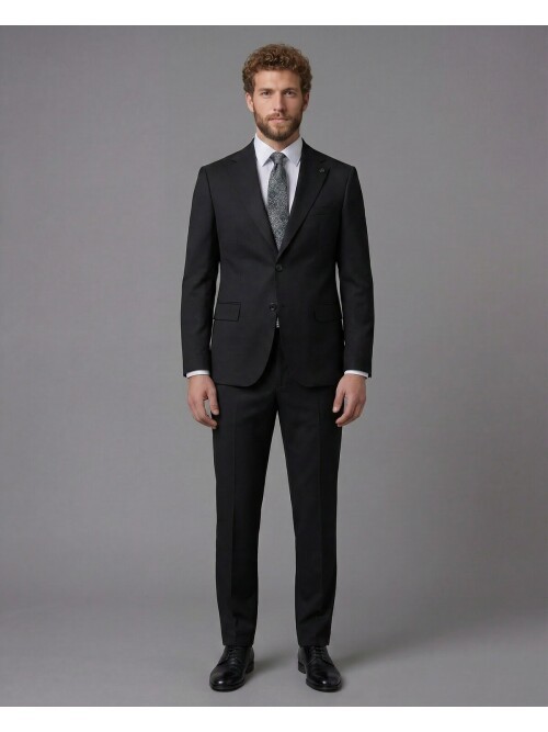 Black Notch Lapel Slim Fit 2-Button Suit