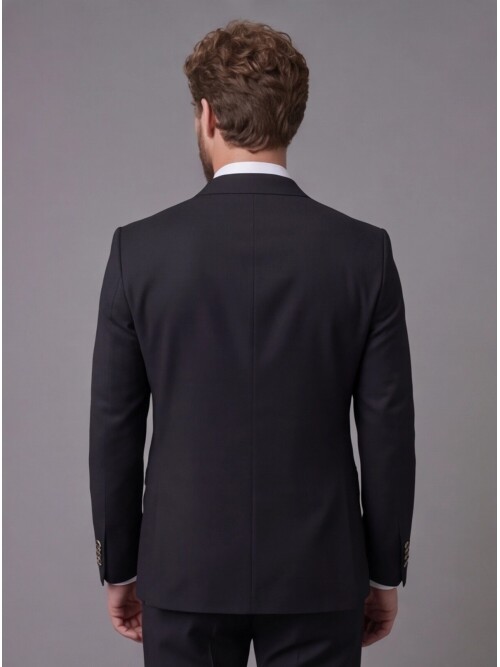 Siyah Mono Yaka Slim Fit 2 Düğmeli Takım Elbise