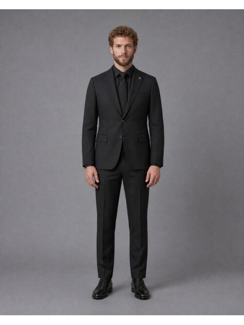 Siyah Mono Yaka Slim Fit Takım Elbise