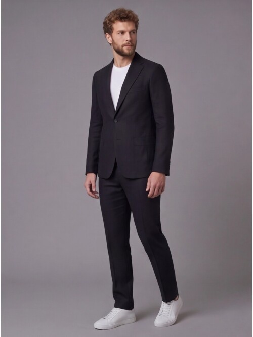 Black Notch Lapel Slim Fit Patch Pocket 2-Button Suit