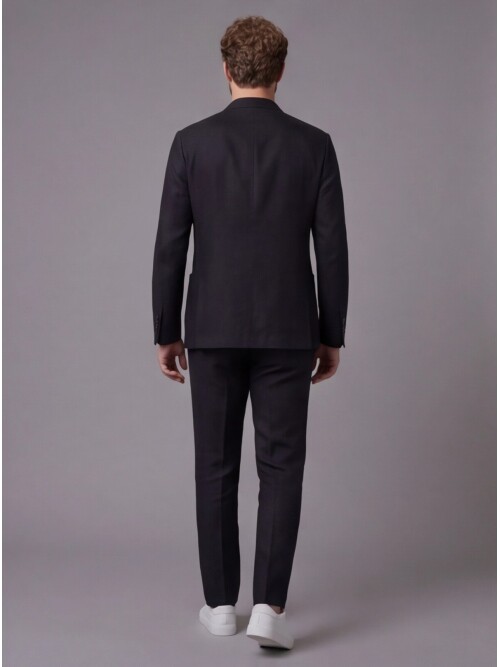 Black Notch Lapel Slim Fit Patch Pocket 2-Button Suit