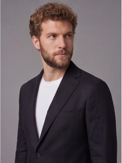 Black Notch Lapel Slim Fit Patch Pocket 2-Button Suit