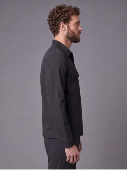Black Safari Pocket Zippered Sport Suit