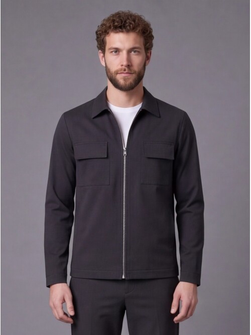 Black Safari Pocket Zippered Sport Suit