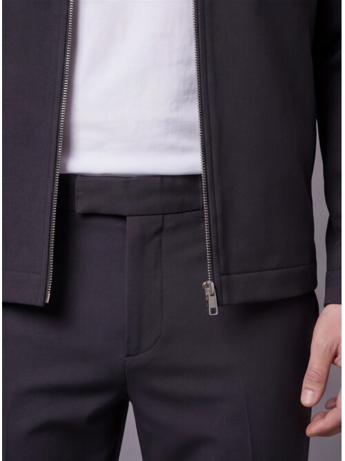 Black Safari Pocket Zippered Sport Suit