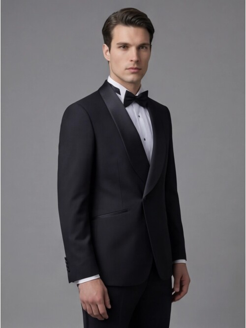 Black Shawl Lapel Double-Breasted Tuxedo