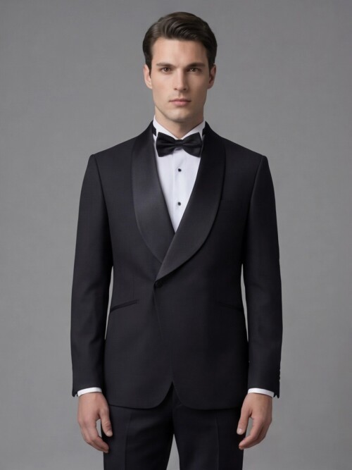Black Shawl Lapel Double-Breasted Tuxedo