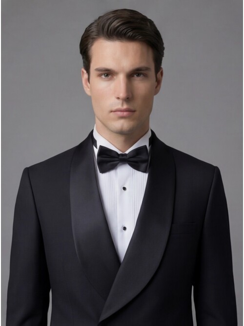 Black Shawl Lapel Double-Breasted Tuxedo