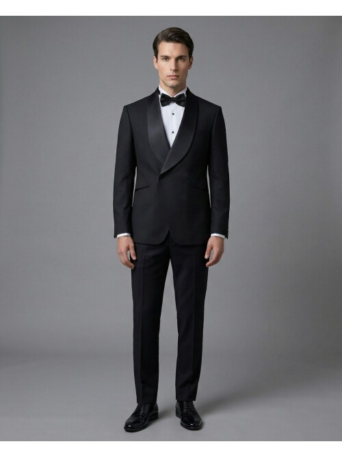 Black Shawl Lapel Double-Breasted Tuxedo